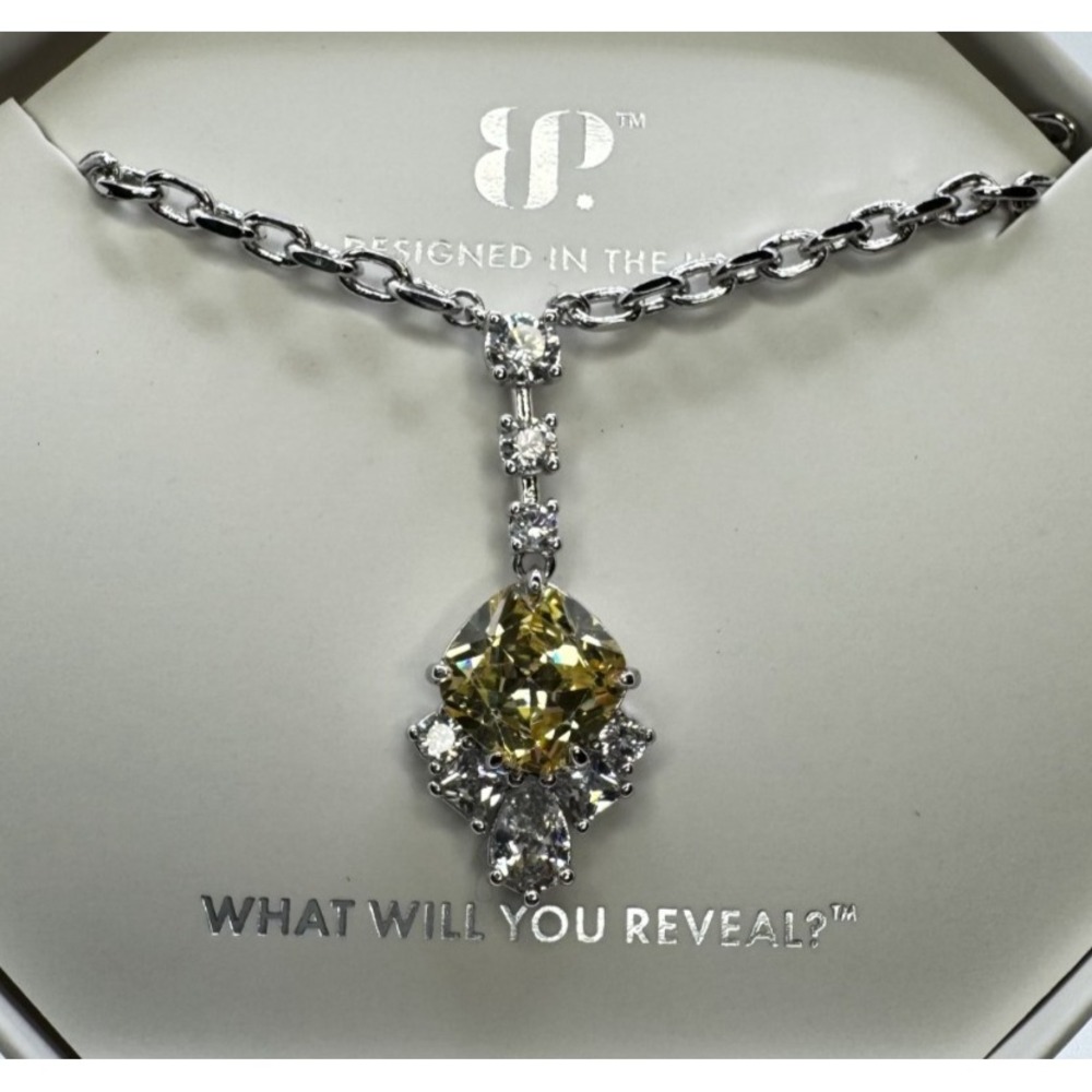 Bomb Party Necklace - NK66139 In The Orbit Of Grace - Citrine on Rhodium